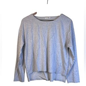 Eileen Fisher Gray Long Sleeve Crew Neck Top Shirt Organic Cotton Size XS